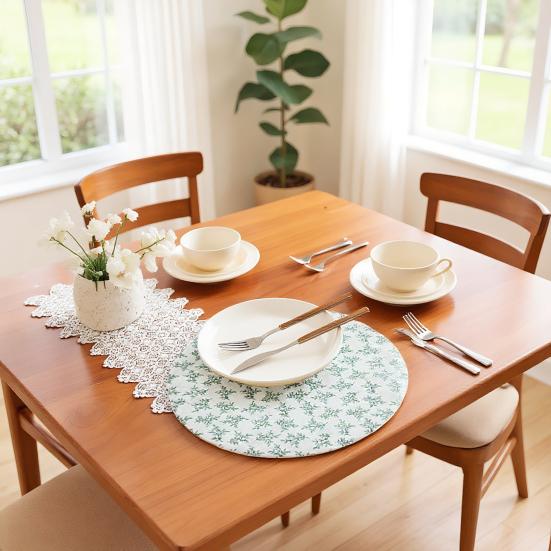 Retro Floral Placemat Cotton Linen Round Rectangular Placemat Heat Insulation Table Mat for Home Farmhouse Dining Table Protection Decoration