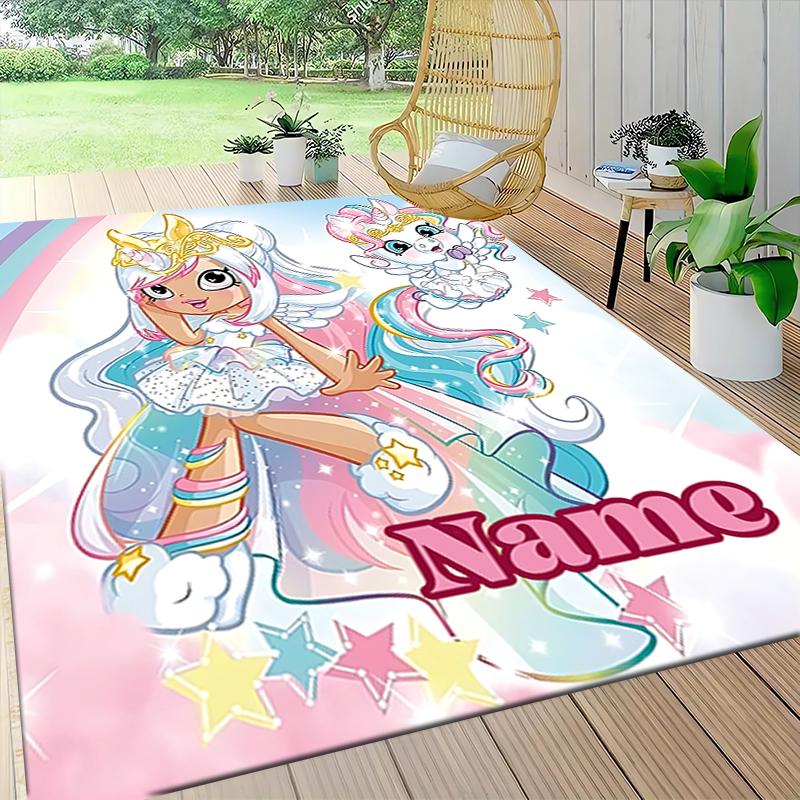 Custom Name Unicorn Fantasy Adventure Carpet Rug Customizable Soft Washable Anti-Slip Home Living Room Sofa Mats Personalized Rug. 0909180
