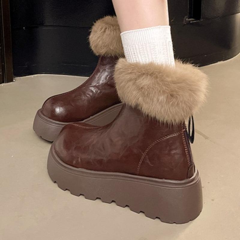 

Fashion Platform Women s Flats Plush Ankle Boots 2025 Winter Fashion Shoes Designer Classical New Short Snow Boots Cozy Casual Sneakers 40
