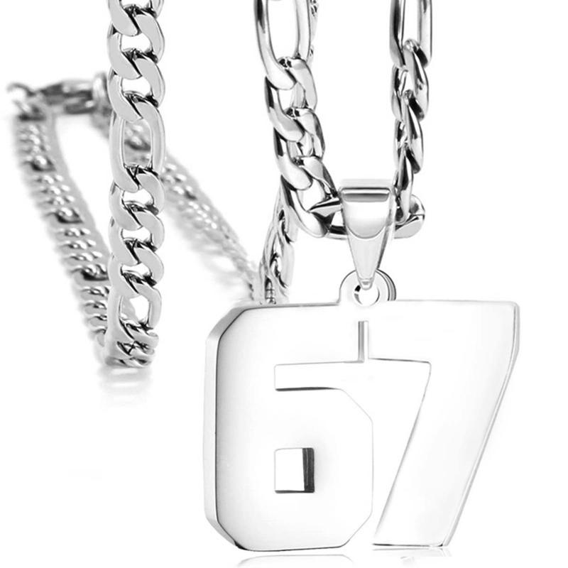 67 Necklace Punk Tag Letter Stainless Steel Pendant Necklaces For Men Women Jewelry Sportsmanship Gift