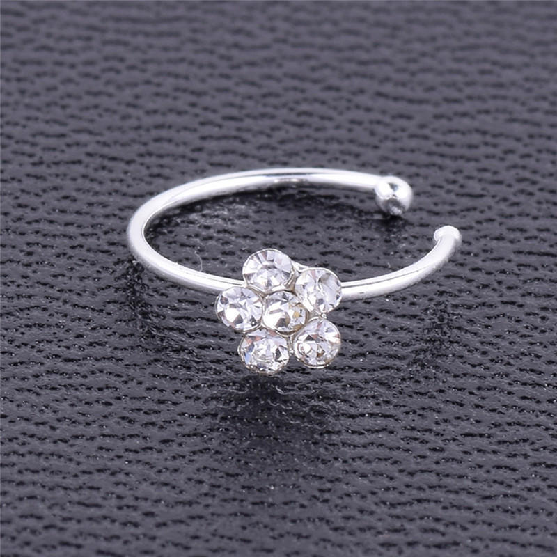 1Pc Small Thin Clear  Flower Nose Ring Charm Nose Ring Jewelry