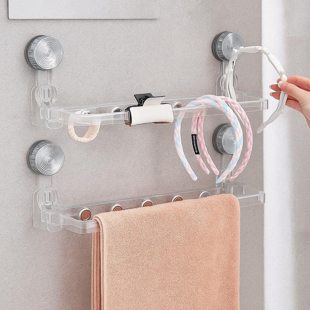 Punch Free Towel Storage Rack Wall Mounted Faucet Shelf Practical Towel Bar for Home