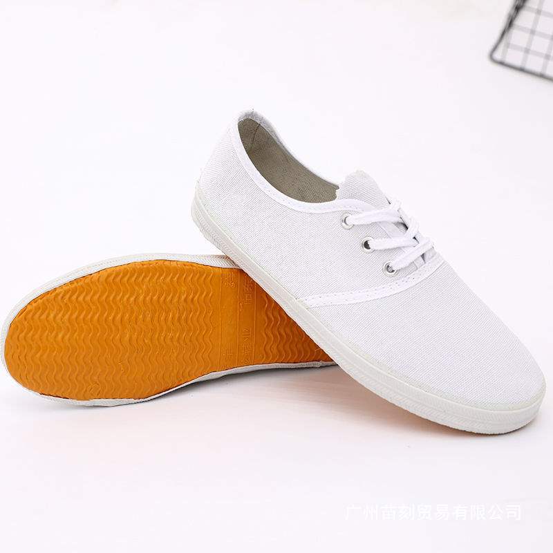 White tennis shoes canvas shoes adult lace-up white sneakers school designated shoes white cloth shoes