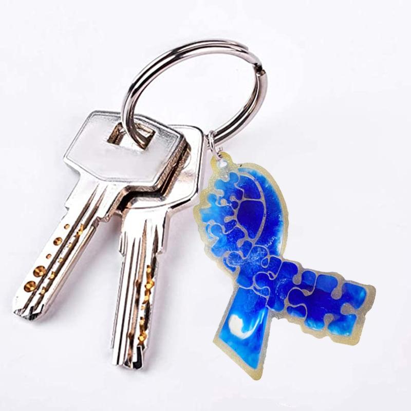 Awareness Ribbon Keychain Epoxy Resin Silicone Molds Pendant Charm Jewelry Casting Polymer Clay Keychain Making