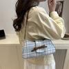 2025 summer new casual street plaid trend simple fashion one shoulder underarm messenger bag women