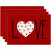 Valentine'S Day Placemats Set of 4, 12X18 Inches, Featuring Heart And Polka Dot Designs, Heat-Resistant Table Mats Suitable for Weddings,