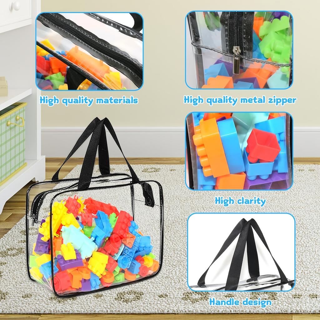 3pcs Pack Clear Organizer Bags with Multi-Purpose| Zippered PVC Storage for Games/Books - Space-Saving Home Solution