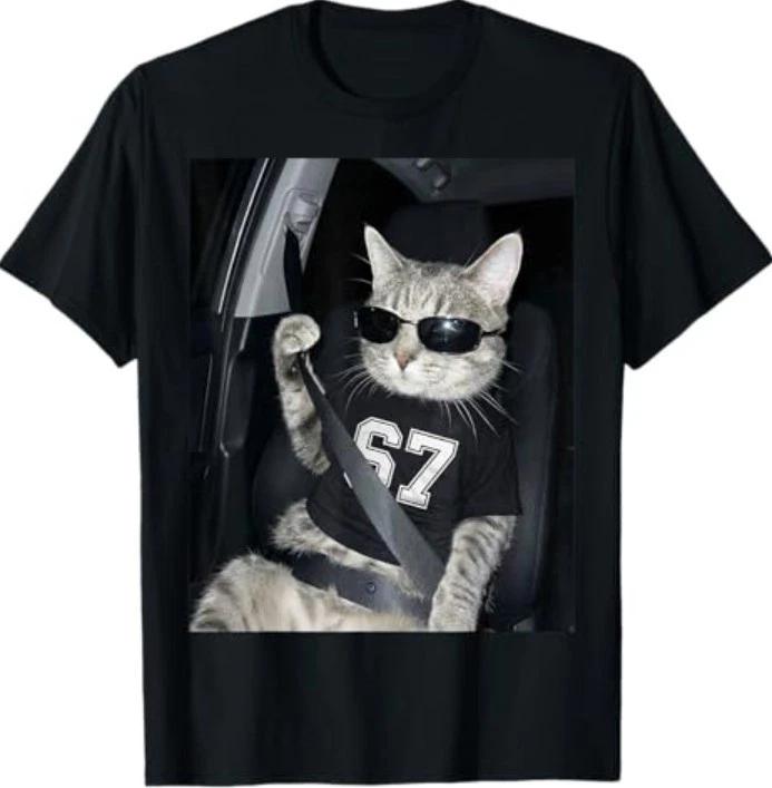 67 Кот в Солнечных Очках Поколение Альфа Смешная Шесть Семь 6 7 Мем Футболка S
