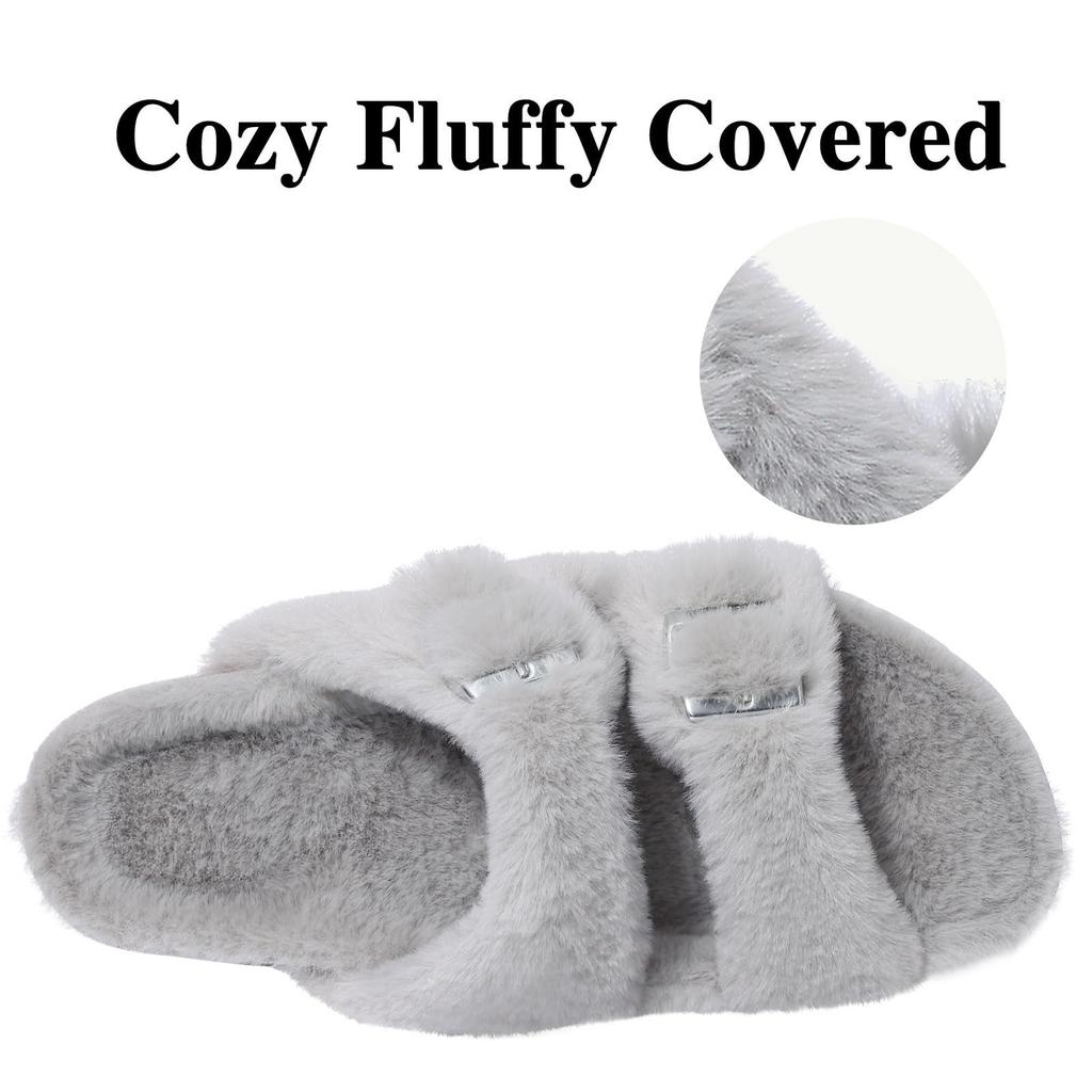 Fashion Litfun Winter New Women's Slippers Leisure Non-slip Outdoor Slides Cork Insole Slip On Cozy Women's Sandals With Arch Support