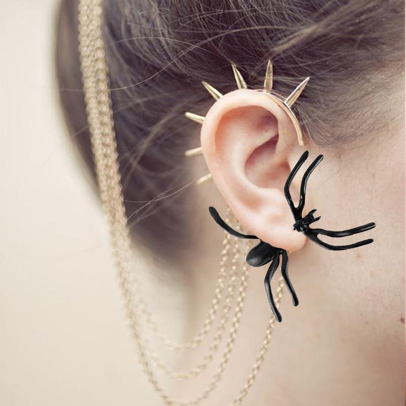 Black Spider Scary Earrings Decoration For Halloween Party Jewelry Fashion Gift