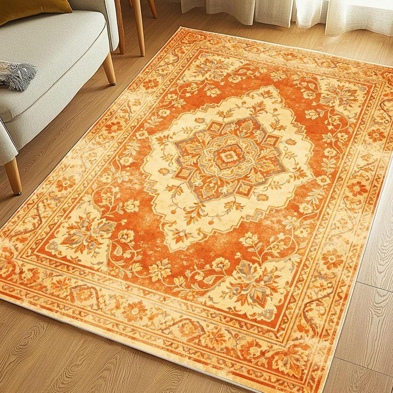 Retro Oriental Rose Flower Carpet Soft, Non slip, Washable Carpet Living Room Bedroom Study Classic Countryside Home Decor
