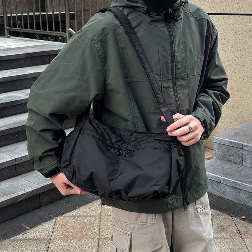 Oxford Cloth Men's Crossbody Bag Large Capacity Solid Color Waterproof Shoulder Bag Minimalist Casual Outdoor Travel Pouch