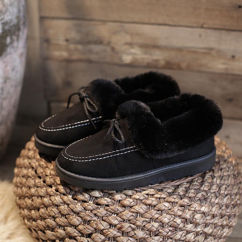 Fashion 2024 Winter Women Cotton Shoes Comfortable Plush Warm Snow Boots Ladies Casual Flat Short Boots Solid Color Furry Females Shoes