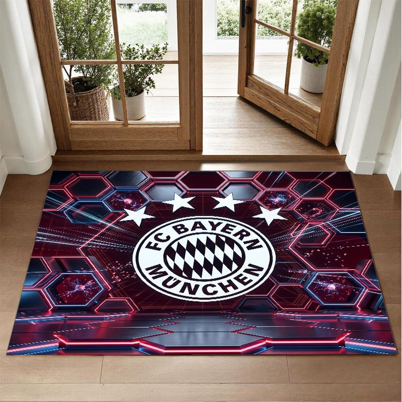 Bayern Munich Design Crystal Velvet Rug Soft Decorative Mat for Bedroom Entrance