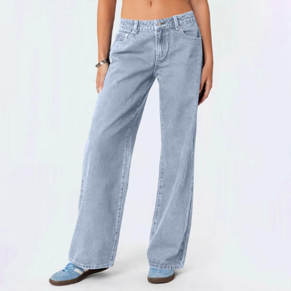 Women's Fashionable, Versatile, Tall-Enhancing, High-Waisted Wide-Leg Jeans