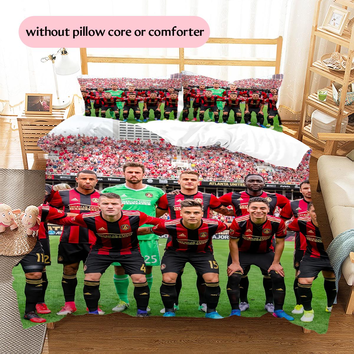 Atlanta United FC Pattern Bedding Home Decoration Birthday Gift (1 * duvet cover + 2 * pillowcase, without core) 135x200cm