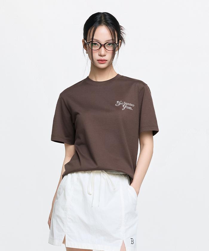 Emelbi Serif Lettering Semi-Oversized Short Sleeve T-Shirt Sf (D.Brown)