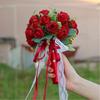 Artificial Rose Flower Bridal Bouquet Reusable Silk Rose Floral Arrangement For Wedding Anniversary Photo Essential