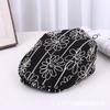 K-style ins heavy industry retro jacquard stereo flower embroider black forward hat trendy duck tongue beret