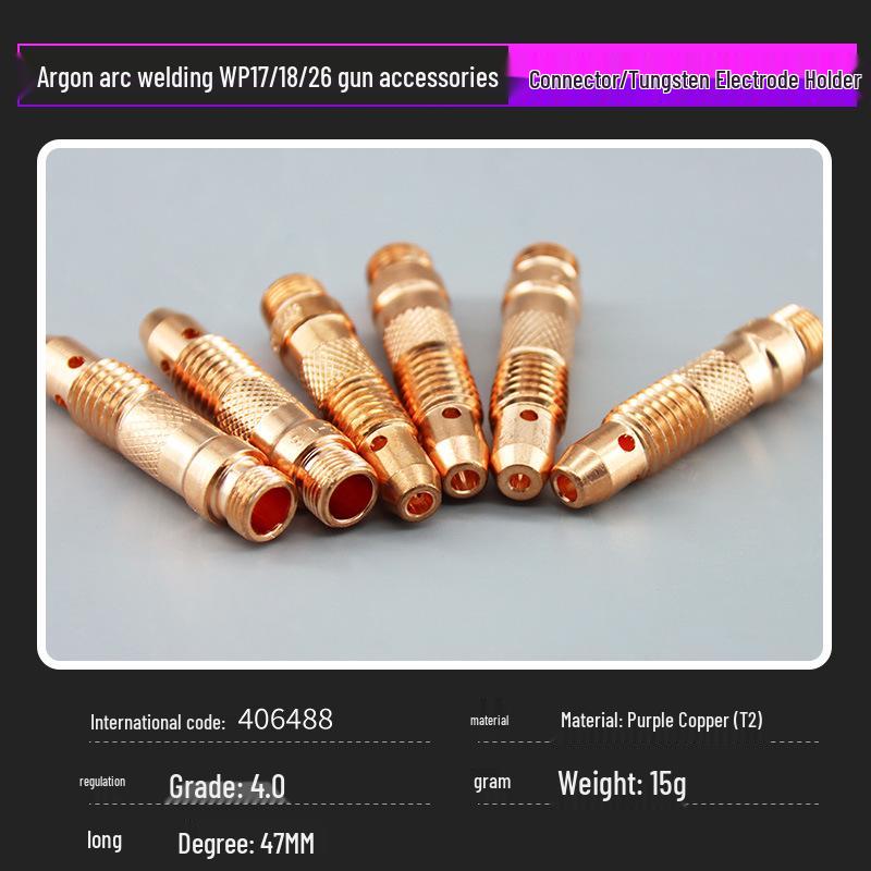 Argon Arc Welding Gun with WP17/18/26 Red Copper Tungsten Electrode Holder - High Conductivity & Heat Resistance Welding Collet Accessories