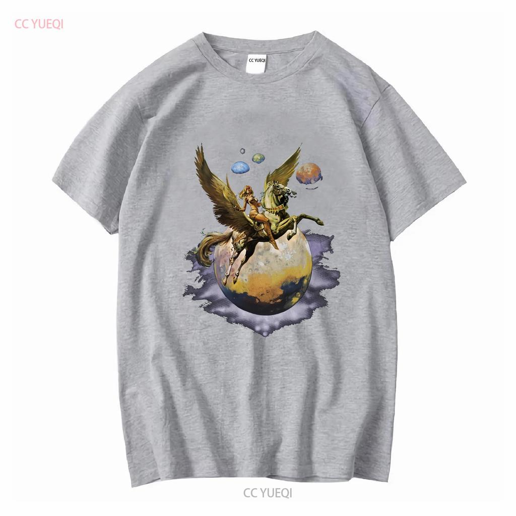 BORIS VALLEJO PEGASUS NEUES SCHWARZES T-SHIRT Lang- oder Kurzarm Vintage-Waschung Unisex Bequeme Streetwear Leicht stylisch