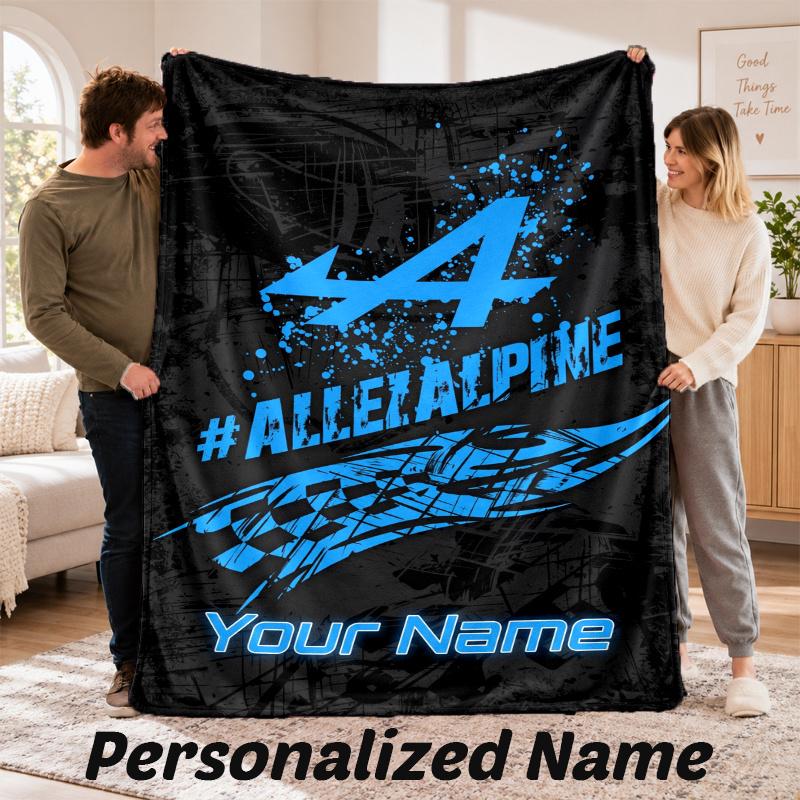 Benutzerdefinierter Name Alpine F1 Team Flanell-Kuscheldecke Personalisierter Text Weiche Decke Bett Sofa Geschenk