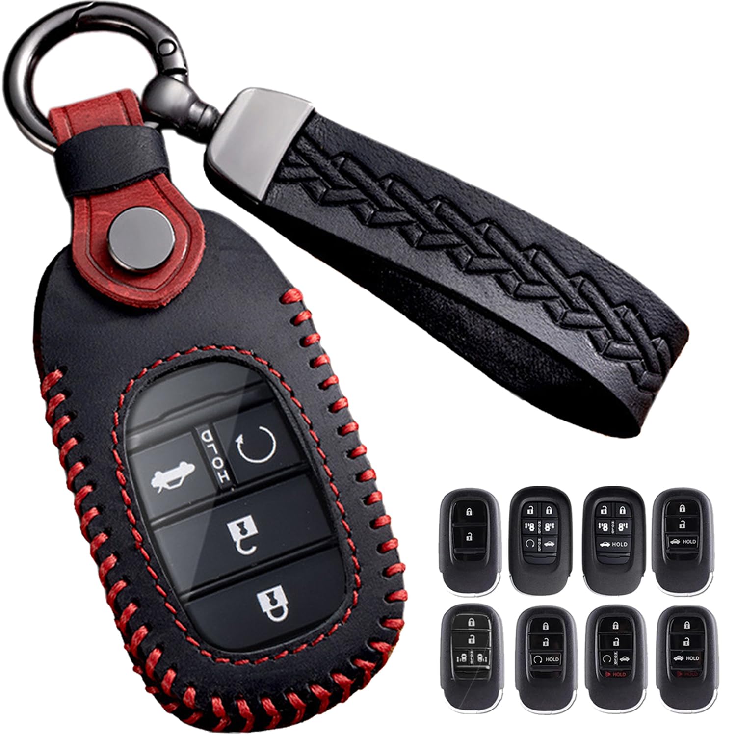 

[Rasya] Honda Key Case, Key Cover, Genuine Leather, Key Shell, Universal 2-6 Buttons, Compatible Type A чёрный