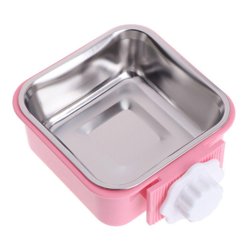 

Pet Square Anti-overturning Detachable Hanging Water Feeder Dog Crate Bowl Container Food Dish S розовый