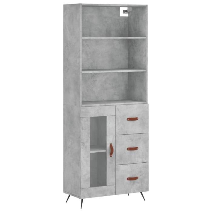 VidaXL Buffet haut Gris béton 69,5x34x180 cm Bois d'ingénierie 3189481