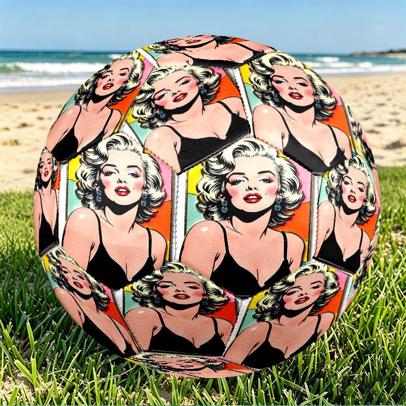 Marilyn Monroe Print Size 5 Soccer Ball, PU Wear Resistant Football for Match Training and Daily Practice, Birthday Gift for Soccer Fans