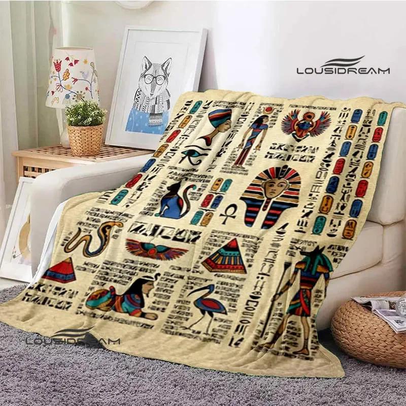 Egyptian Pictograph And Symbol Printing Blanket Fashion Warm Blankets Home Travel Soft And Comfortable Blanket Birthday Gift