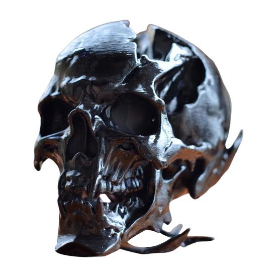 Halloween Skull Ornament, Synthetic Resin Alien Skull Shape Figure, Realistic Bone Detail Sculpture Tabletop Party Decoration