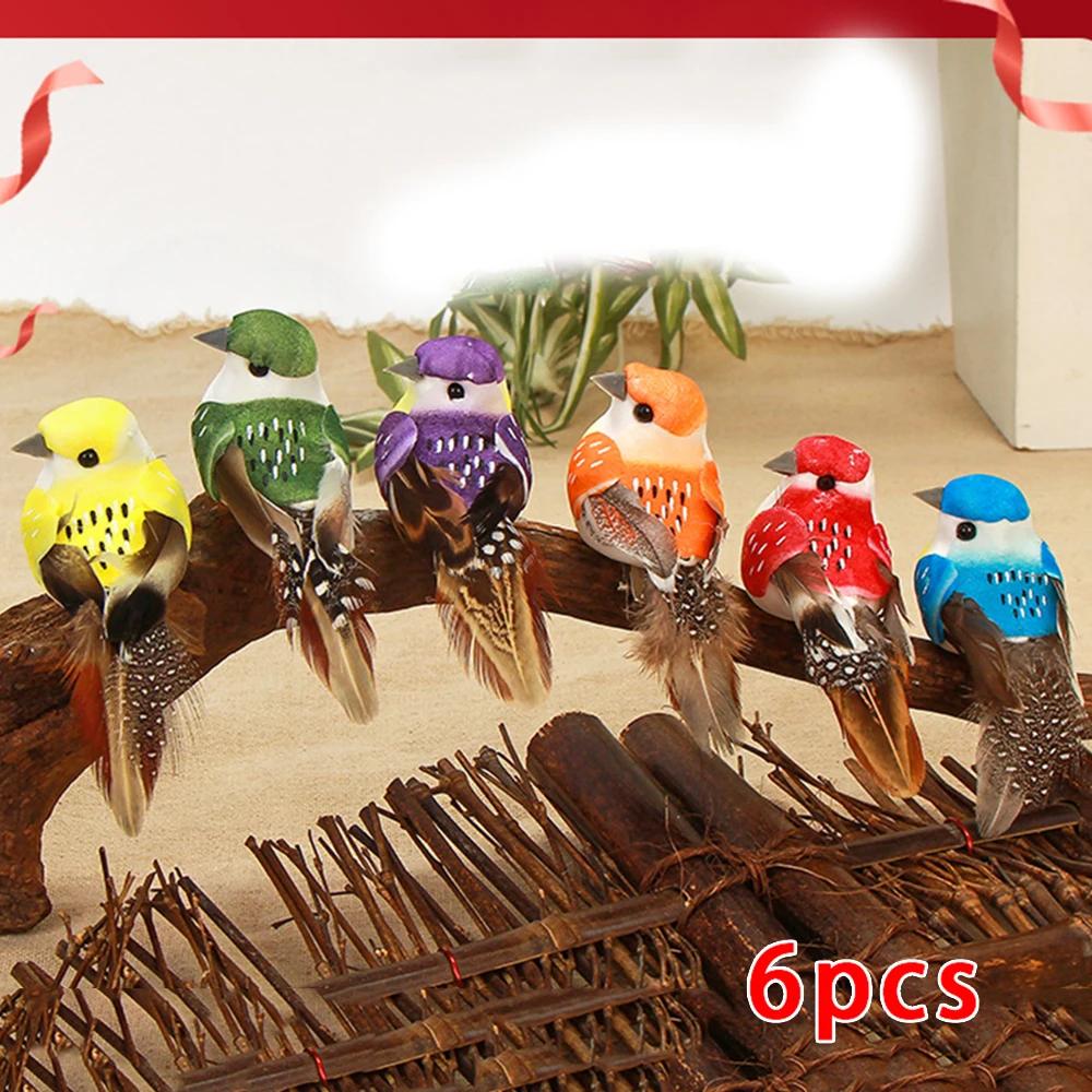 6Pcs Artificial Birds Fake Foam Animal Simulation Feather Birds Models DIY Wedding Home Garden Ornament Decoration Tree Decor