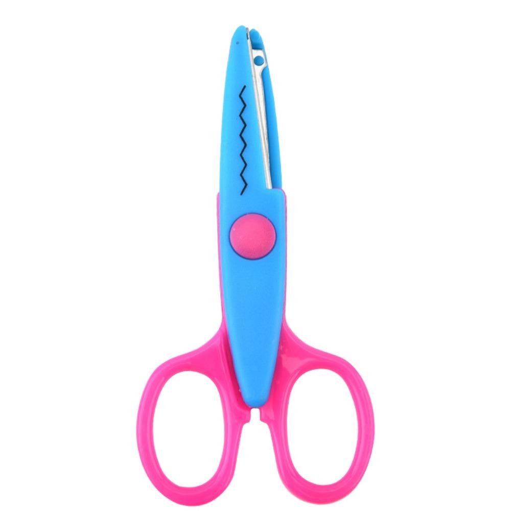 1/6PCS DIY Color Lace Scissors Comfortable Hand Wavy Pattern Art Safety Scissors Small Round Head Stationery Paper Cutter