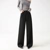 Black straight casual scimitar suit pants women's spring and autumn high-waisted thin and drape wide-leg pants summer