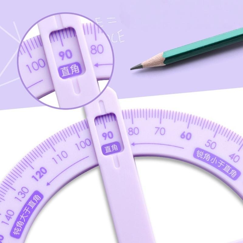 Adjustable Angle Measuring Tool Plastic Texture Suitable for Precise Math Drawing Classroom Safe Educational Supply