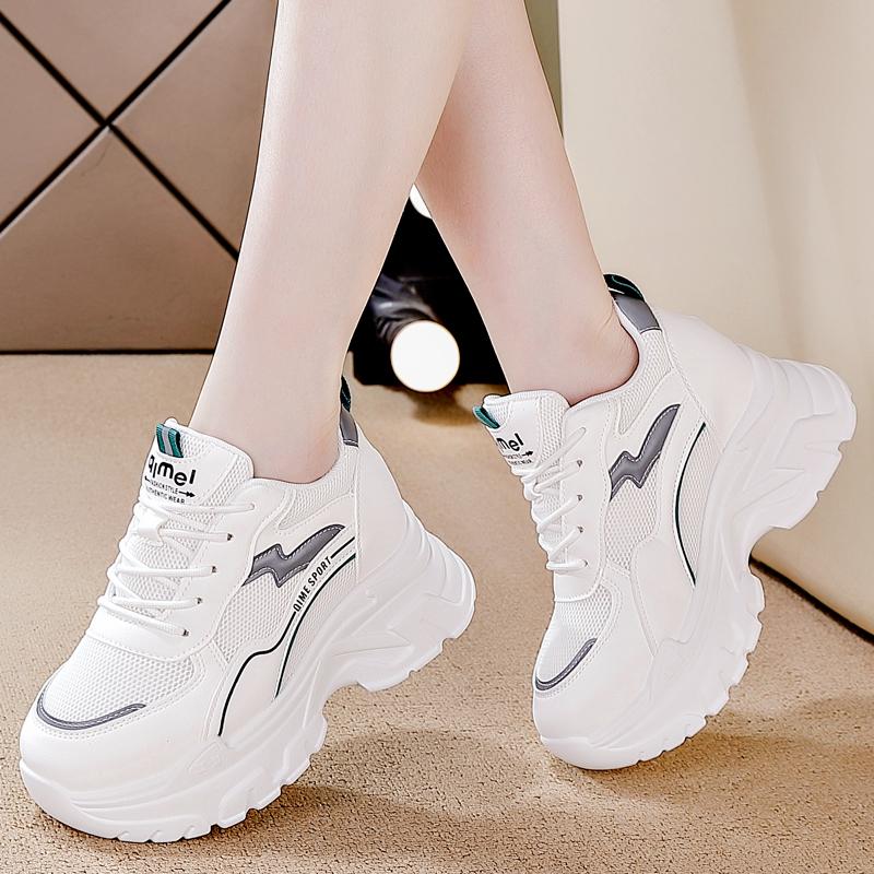 

Fashion Womens Versatile Thick Soled Height-increasing Casual Trendy Shoes For Spring Summer Inner Height Increase Sports Shoes 35 бежевый