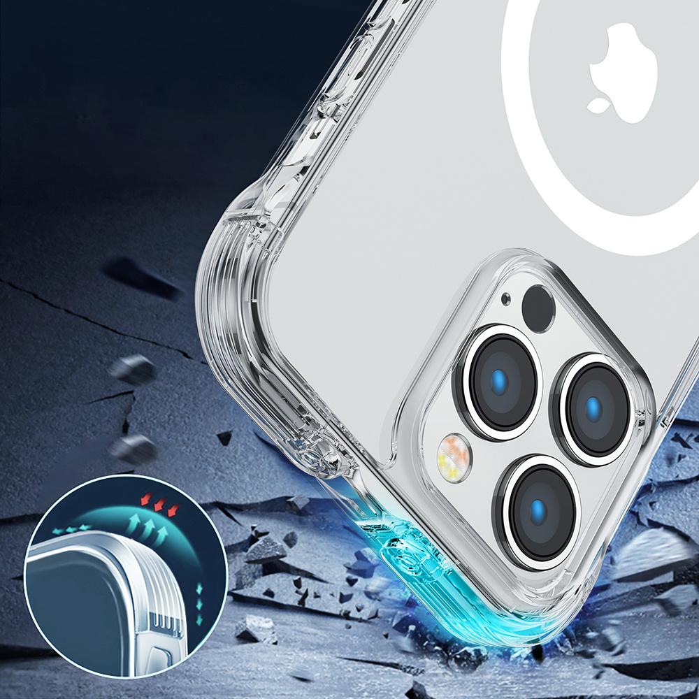 Joyroom Magnetic Defender Clear Rugged Case with Hooks & Stand for iPhone 14 Plus, MagSafe Compatible