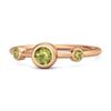 Peridot Triple Bezel-Set Ring - Sterling Silver Rose Gold Vermeil