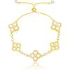 [Tessalyn] Women's Four-leaf Clover Bracelet 18K Gold Lucky Four-leaf Clover Bracelet with Cubic ...