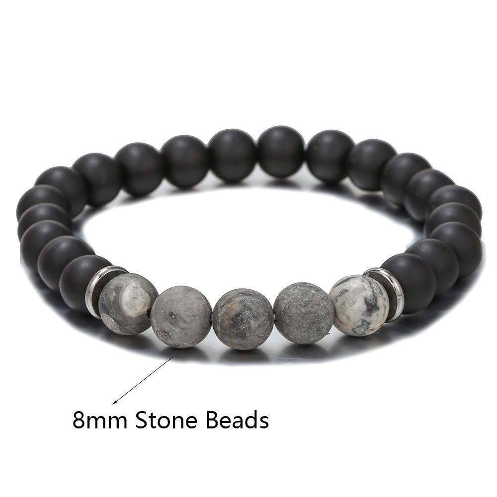 Volcanic and Black Iron Stone Couple Bracelets - Shining Gemstone Style.
