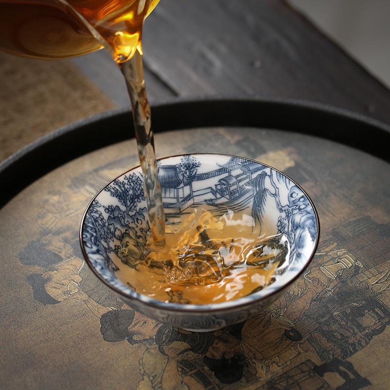 Blau-weiße Douli-Teetasse aus Porzellan für Kung-Fu-Tee