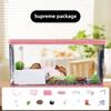 Turtle Tank Glass with Sunlight Backlight Desktop Landscaping Turtle Tank Terrariums Breeding Container Reptile Pet Product