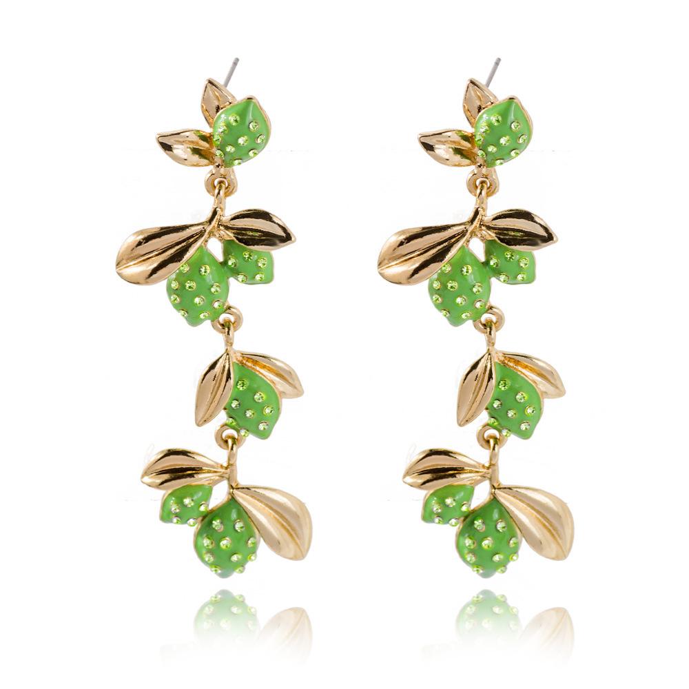 

Серьги-заявления из сплава с фруктами, ярких цветов, для женской летней моды зелёный