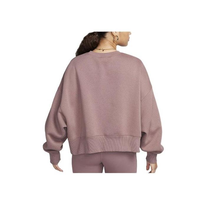 Nike Sportsklær Phoenix Fleece Ensfarget Logo Løs Crew Neck Genser Dame Topper Smoky-Mauve DQ5761-208