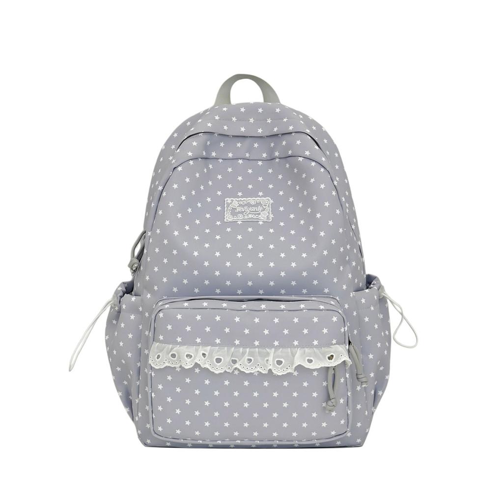 Schoolbag1011 New Schoolbag Women's High-value Star Printing Cute Lace Junior High School Students Large-capacity Korean Backpack