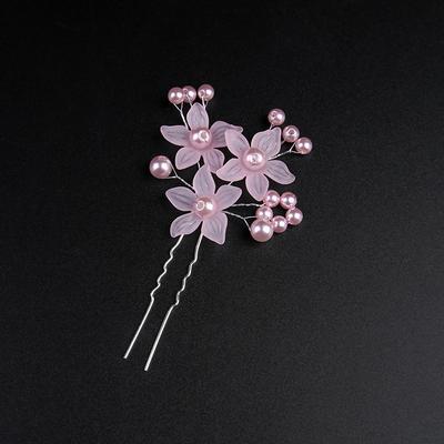 Perlenblumen-Tiara, Frosted Haarschmuck, Brauthochzeit, handgemachter Schmuck, Perlenhaarnadel