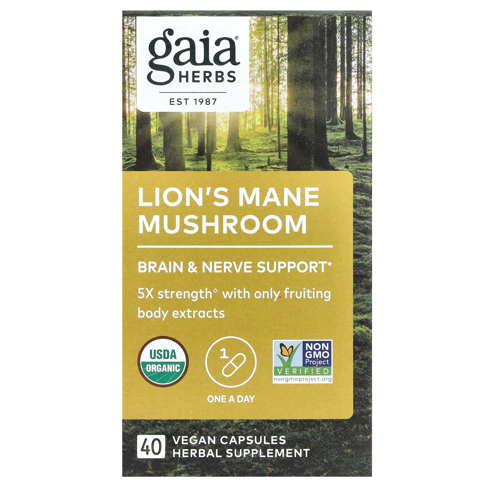 

Gaia Herbs, Hericium Mane Mushroom, 40 Veggie Capsules