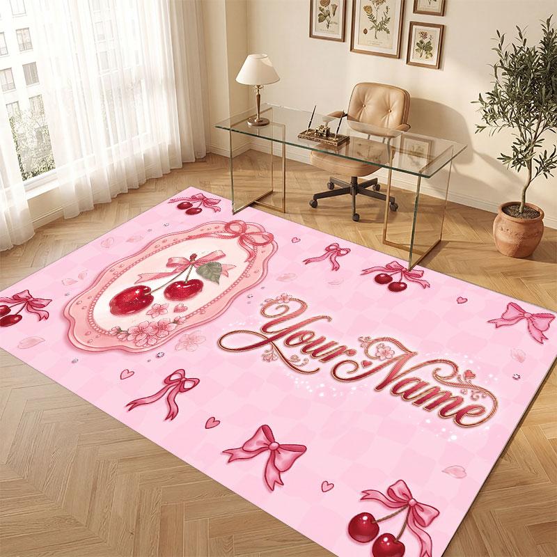 Decorative Artwork Theme Crystal Velvet Floor Rug Personalized Custom Name Text Warm Carpet Home Decoration