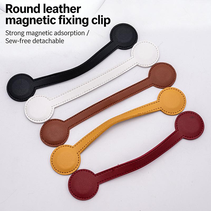 Multi-Purpose Pu Leather Magnetic Hat Clip Strong Magnetic Round Organizer Clip Travel Bag Charms Luggage Accessories